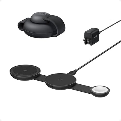 MagSafe Compatible MagGo UFO 3-in-1 Charger,Wireless Charging Station, 15W Qi2 Certified, Foldable Travel Charging Pad, for iPhone 17/16/15/14, AirPods, Apple Watch (Not a Power Bank)