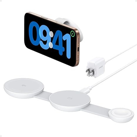 MagSafe Compatible MagGo UFO 3-in-1 Charger,Wireless Charging Station, 15W Qi2 Certified, Foldable Travel Charging Pad, for iPhone 17/16/15/14, AirPods, Apple Watch (Not a Power Bank)