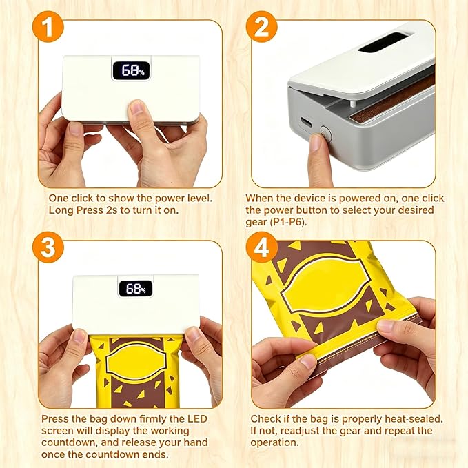 Plastic Mini Semi-Automatic Sealer Machine Multiple Sealing Modes Rechargeable Battery 2-16s Capacity for Food Storage