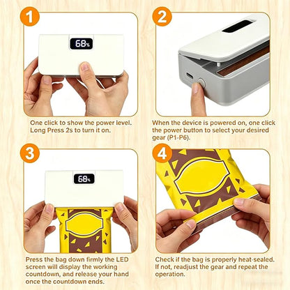 Plastic Mini Semi-Automatic Sealer Machine Multiple Sealing Modes Rechargeable Battery 2-16s Capacity for Food Storage