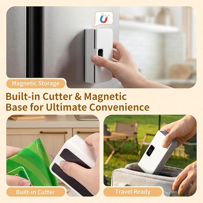 Plastic Mini Semi-Automatic Sealer Machine Multiple Sealing Modes Rechargeable Battery 2-16s Capacity for Food Storage