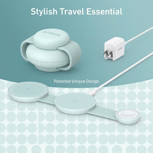 MagSafe Compatible MagGo UFO 3-in-1 Charger,Wireless Charging Station, 15W Qi2 Certified, Foldable Travel Charging Pad, for iPhone 17/16/15/14, AirPods, Apple Watch (Not a Power Bank)