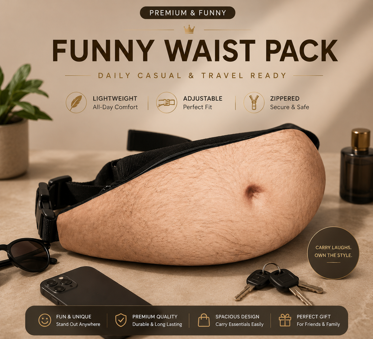 🎃 Halloween Boo Belly Fanny Pack