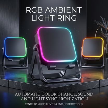 5-in-1 Wireless Induction Speaker Stand | RGB Lights | Stereo Sound | 5000mAh Battery