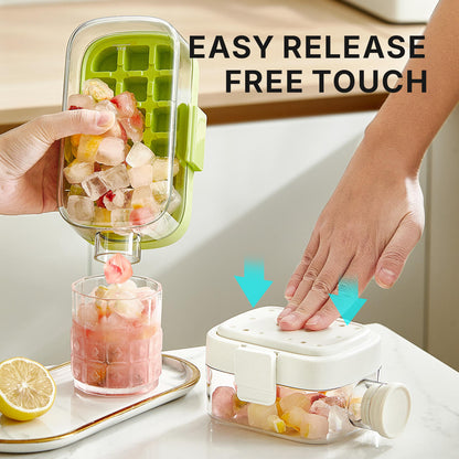 2-in-1 Ice Cube Tray with Water Bottle, Silicone Press Mould, 800ml,