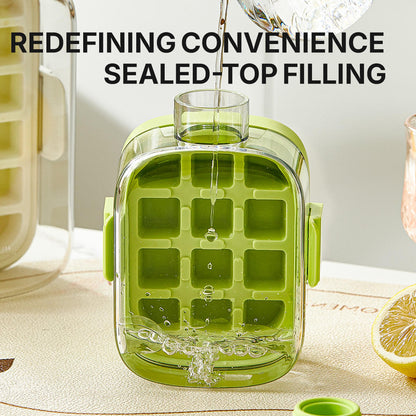 2-in-1 Ice Cube Tray with Water Bottle, Silicone Press Mould, 800ml,