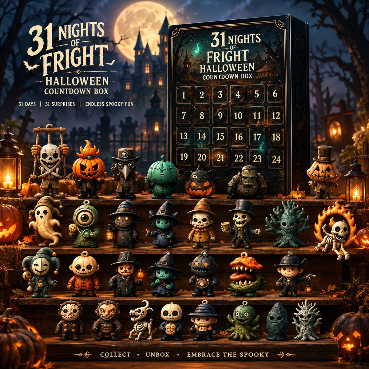 31 Night Scare Halloween Countdown Box With Doll Advent Countdown Blind Box